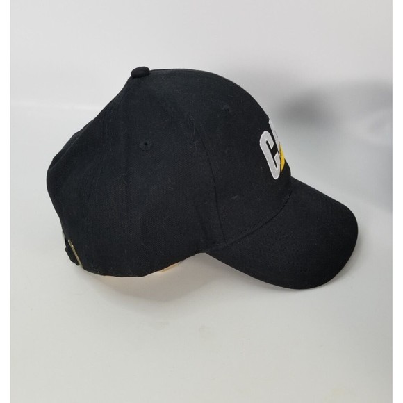 Caterpillar CAT Equipment Black White Adjustable Strapback Baseball Cap Hat - Picture 4 of 8